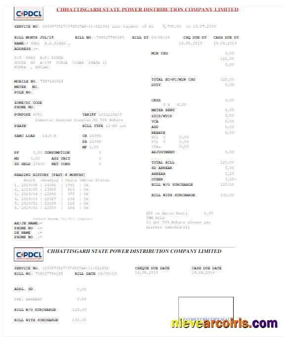 INDIA C_PDCL utility bill